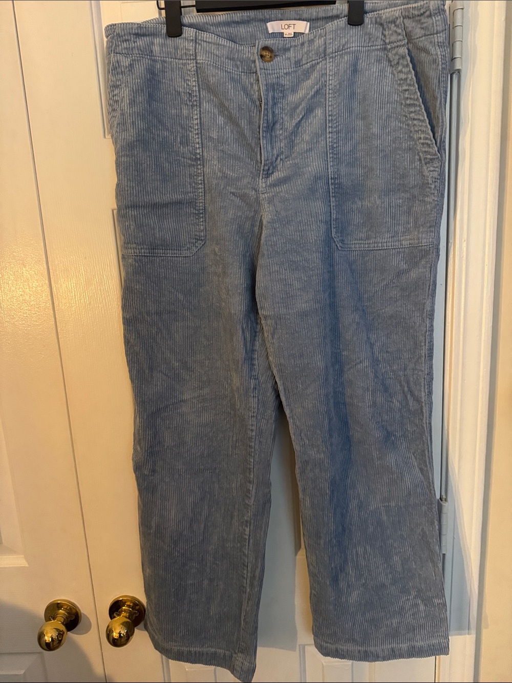 LOFT Light Blue Wide Leg Cropped Corduroy Pants- Size 14